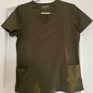 Mandala Army Green Scrub Top